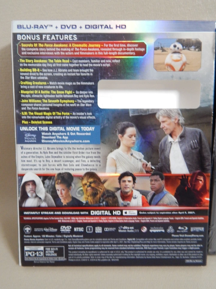 Star Wars: Episode VII: The Force Awakens (Blu-ray 2016) Widescreen w/ Slipcover - Image 3 of 4