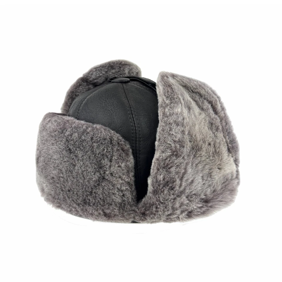 Handmade Real Shearling Leather Trapper  Hat —  Warm Winter Trapper Hat for men - Image 3 of 4