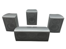 set of 4 Surround Sound Speaker System In Silver Finish works READ