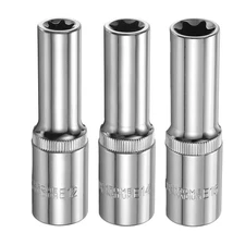 3pcs E-Torx Socket 1/2" Drive E12-E16 Star 3.1" Length 6 Point Spline Socket