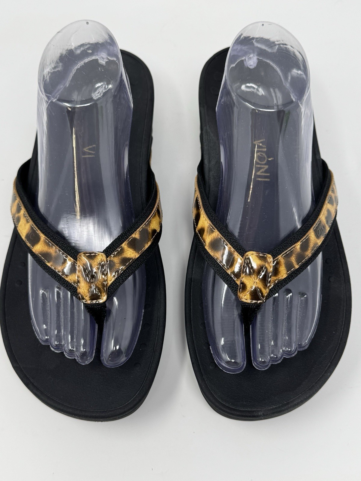 Vionic Hightide Leopard Black Platform Thong Sand… - image 4