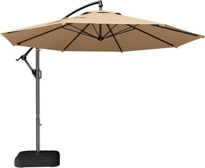 10Ft Offset Patio Umbrella with Base Included, Cantilever Offset Hanging Patio O