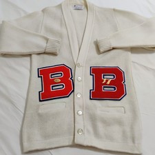 Vintage 60s Varsity Letter Letterman Cardigan Sweater  Football  Track Pins 38