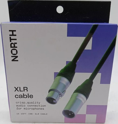 NORTH 10ft XLR Cable: Male-to-Female Microphone Connector, Audio Adapter