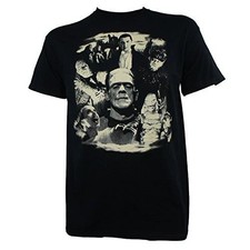 Universal Monsters Mens Dracula Frankenstein Bride Glow in the Dark T-Shirt