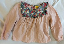 Mini Boden Pink Dot Floral Collar Shirt Size 4-5Y