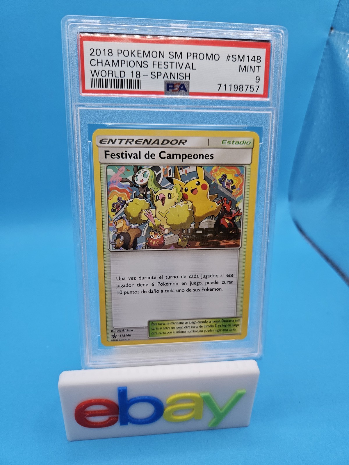 Champions Festival Spanish SM148 Worlds 2018 Promo - Pokemon  - PSA 9 - Spanish