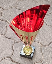 Pokal X381.06 Gold Rot 36,5 cm Siegerpokal Metall Marmorsockel Troph&auml;e