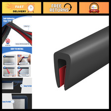 Self-Adhesive U Channel Rubber Edge Trim - 10 Ft Black EPDM Protector for Glass