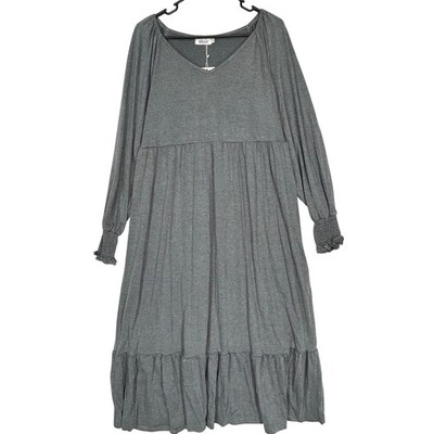 Missky Gray Long Sleeved Stretchy Maternity Dress Smocked Cuffs Women's L NWT