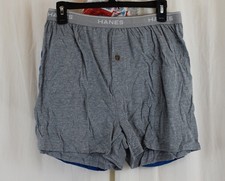 Hanes 2 PACK Mens Exposed Waistband Knit Boxer Gray/Blue Size Medium