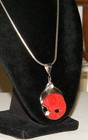 Vintage SAJEN 925 Sterling Silver RED CINNABAR FISH PENDANT NECKLACE 18in Chain — photo 3