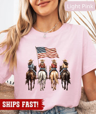 Patriotic Cowgirls Shirt Horse Riding Tee Country Girl Gift 250th Anniversary
