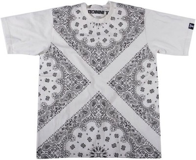 Technine Bandana Short Sleeve T-Shirt Men's Large White New