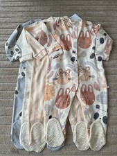 BNWT Next Multi Baby Animal Print 100% Cotton Sleepsuits 4 pack (9-12 months)