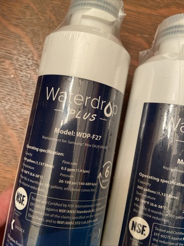 Waterdrop Plus WDP-F27 Refrigerator Water Filter for Samsung 2 Pack - Picture 3 of 4