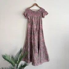 Marea Off Shoulder Floral Midi Dress Medium Mauve Bohemian