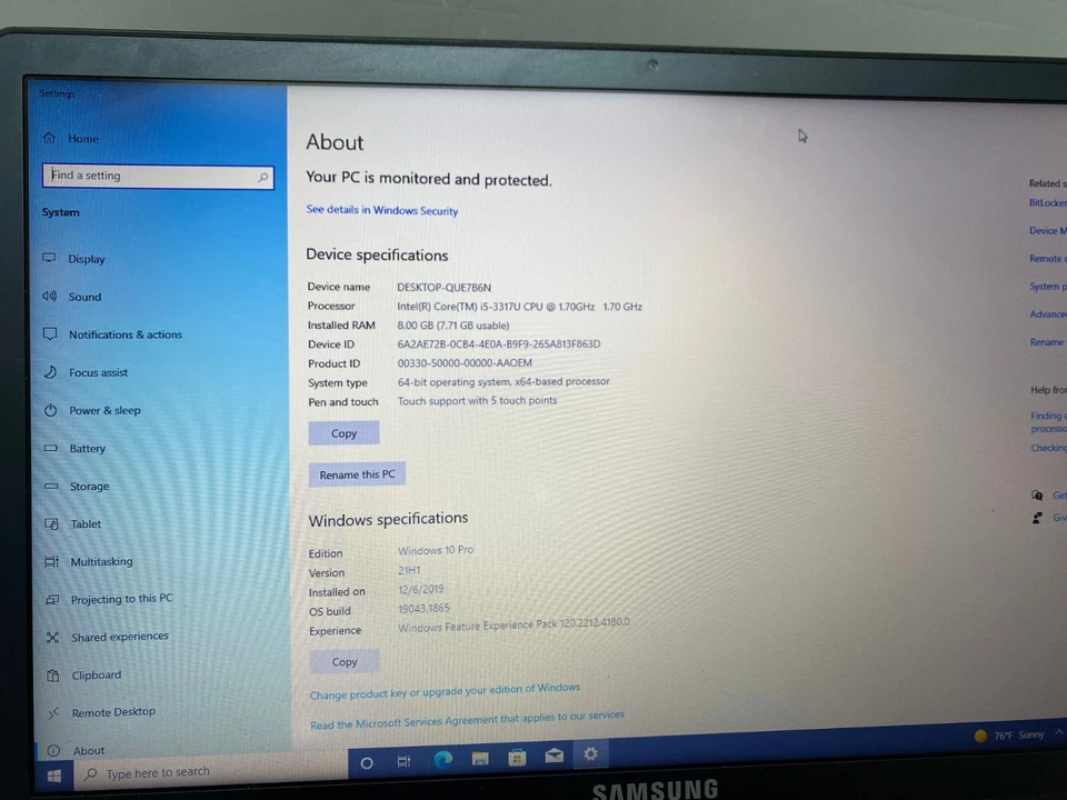 Samsung NP900X4C Core i5-3317U 1.7 Ghz 8 GB RAM 120GB SSD, Win 10 Home 900X Foto 3 de 4