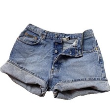 Vintage Calvin Klein Jean Shorts Womens 9 Blue Button Fly Denim Y2K Made in USA
