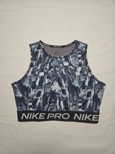 Nike Pro Dri-FIT All-Over Print Cropped Tank Top Womens S Black DQ5566-010
