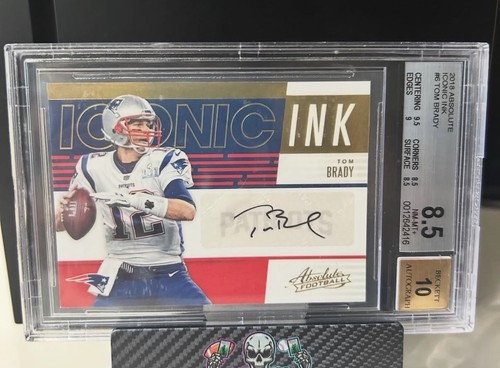 2018 Absolute Football Iconic Ink Tom Brady #6 BGS 8.5 Auto 10