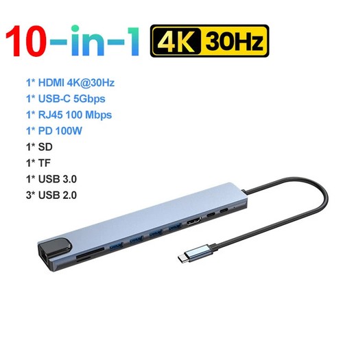 5-in-1 Type-C to HDMI Adapter USB C HUB 4K30Hz PD100W Docking Station USB-C 3.1 - Photo 22/28