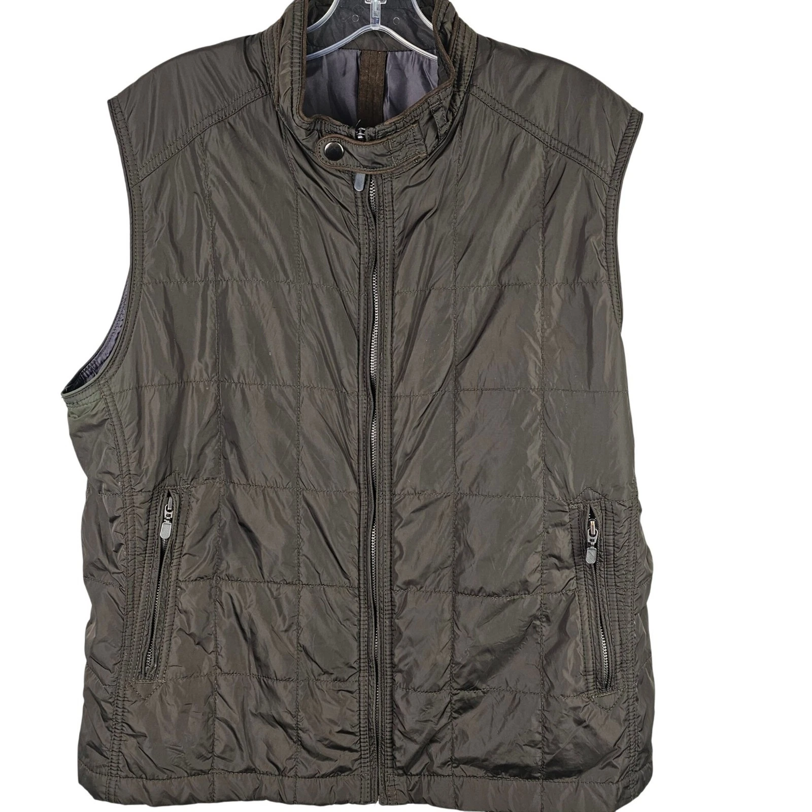 Fisherman Brown Green Puffer Utility Vest Mens XL Camping Hunting Outdoors Rugid