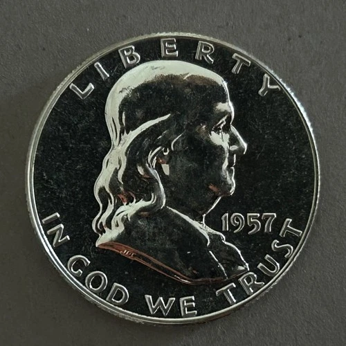 1957P Franklin Half Dollar - 90% SILVER - PROOF - FREE SHIPPING