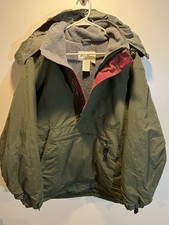 Vtg Eddie Bauer Jacket Mens SM Green Polartec Anorak Pullover Fleece Lined Y2K