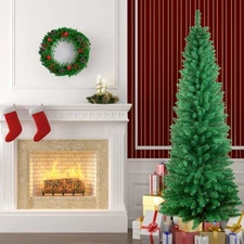 5/6/7ft Slim Christmas Tree Pencil Pine Artificial Bushy XMAS Home Decorations