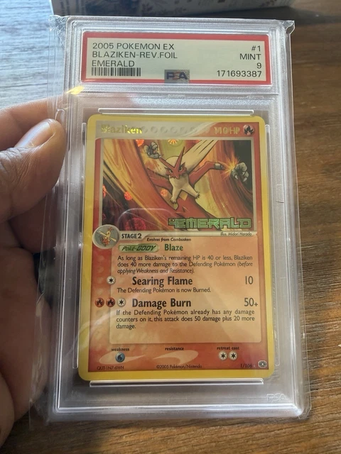 LOW POP STAMPED PSA 9 Blaziken EX Emerald Reverse Holo Rare