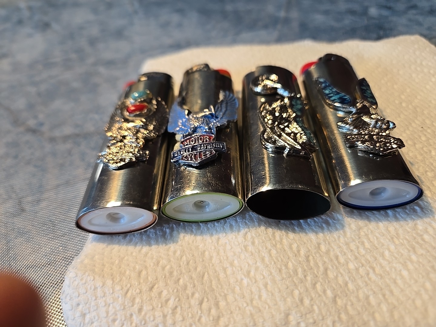 Vtg Lighter Case Motorcycle Harley Davidson Lot Cover Holder Turquoise for Bic