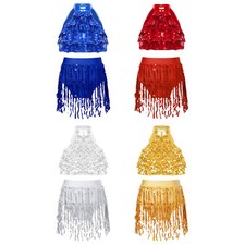 Kids Girls Vest And Skirts Dancing Dress Hip Hop Crop Top With Skirt Dance Jazz