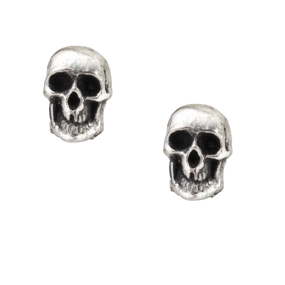 Par de aretes de calaveras de muerte góticas de alquimia postes de acero oleada punk gótico E76 Foto 3 de 3