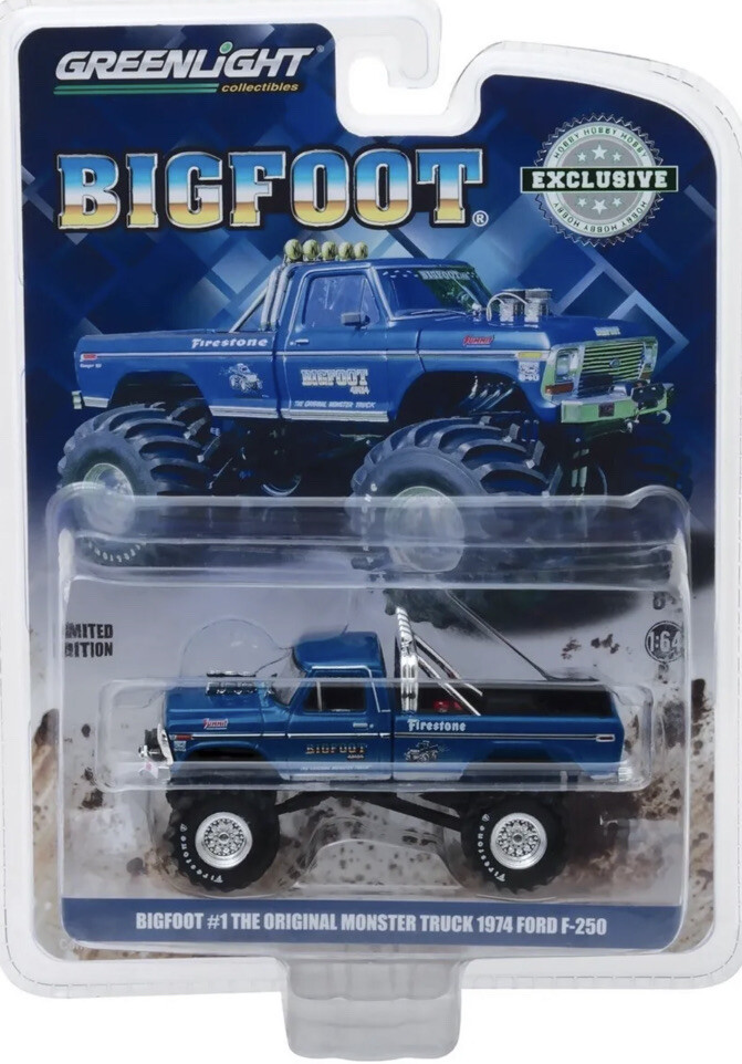 レア 1/64 グリーンライト1974 FORD F-250 BIGFOOT GREENLIGHT 1:64 1974 BLUE FORD F-250 BIGFOOT HOBBY EXCLUSIVE