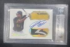 2017 Panini Flawless Dual Rookie Patch Autographs Gold Josh Bell /5 BGS 9