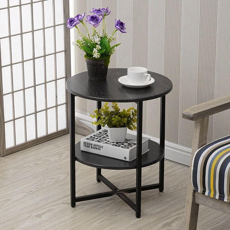 Small round side table cheap black