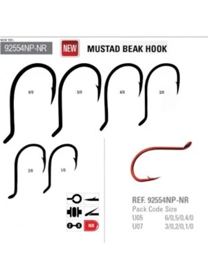 Hameçons Mustad 92554NP-NR Beck Œillet Pêche à la Traîne E-Brake Serre Mer 92554 - Photo 1/4
