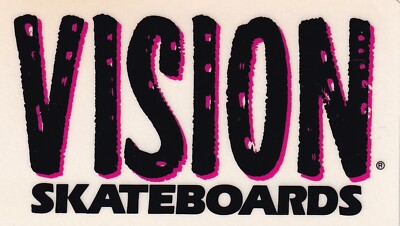 スケートボード Vision Vtg Skateboard Sticker Vintage 1980's Vision Skateboard's Sticker/Decal In White, Black
