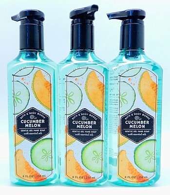 3 BATH & BODY WORKS CUCUMBER MELON GENTLE GEL HAND SOAP 8 oz NEW!
