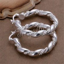 925Sterling Silver Hypoallergenic 36mm/1.5inch Twisted Rope Chunky Hoop Earrings