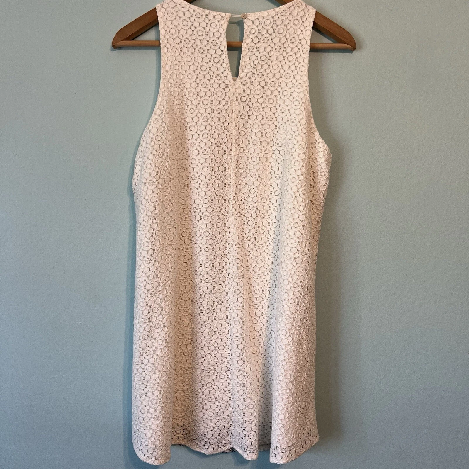 OFF WHITE Abito UMGEE senza maniche in pizzo ricamato bianco sporco panna bohemien taglia M