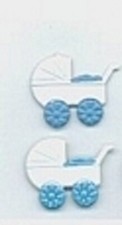 BABY BLUE BABY BUGGY SCRAPBOOKING DECORATIVE BRADS EYELET OUTLET 8 PCS