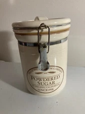 Locking Lid Chef's Fresh Valley Farm White Stoneware Powdered Sugar Canister