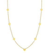 COLLANA IN ORO GIALLO O BIANCO O BIANCO E ROSA 18K, MAGLIA ROLO CON CUORI PIATTI
