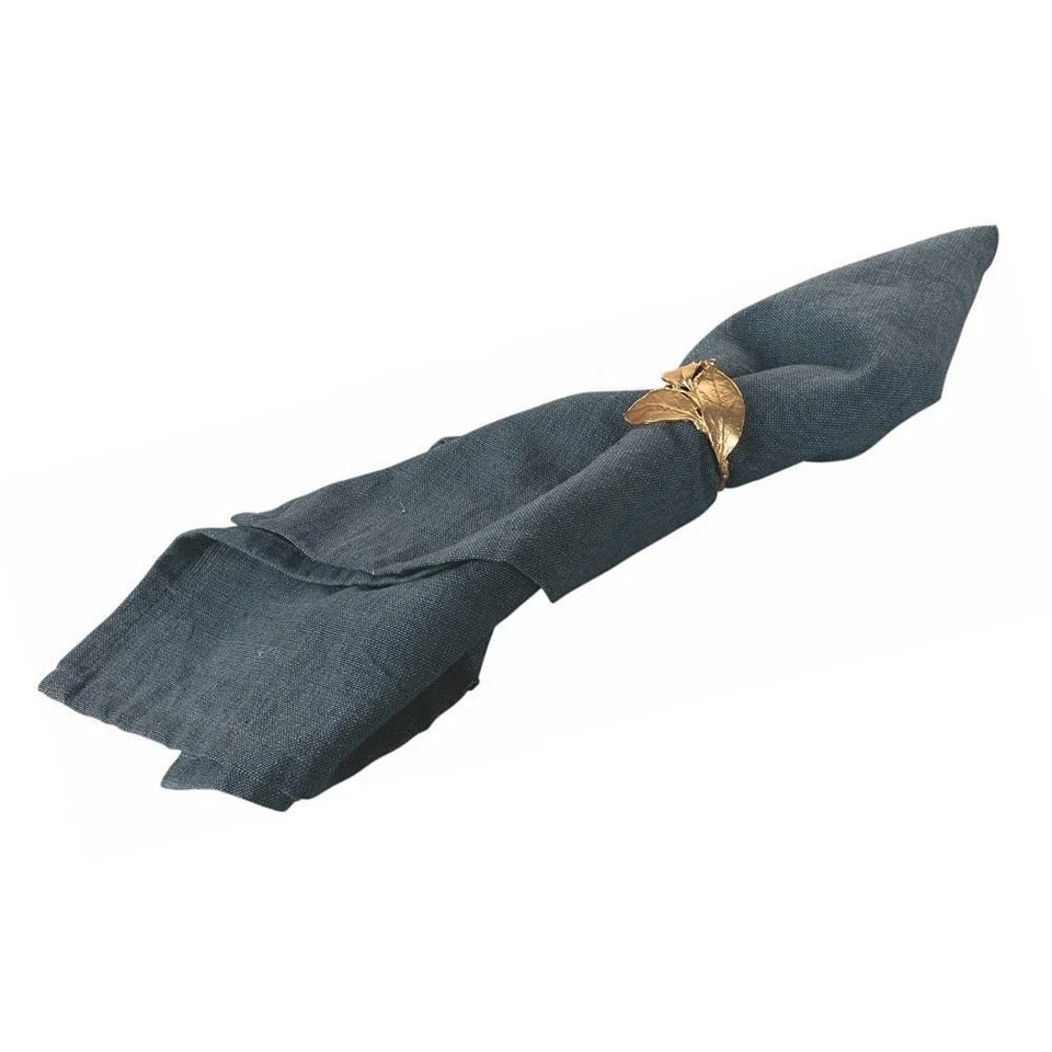 Villa D' Este set 4 porta lega tovaglioli da tavola in metallo oro mod.Foglia - Immagine 2 di 2