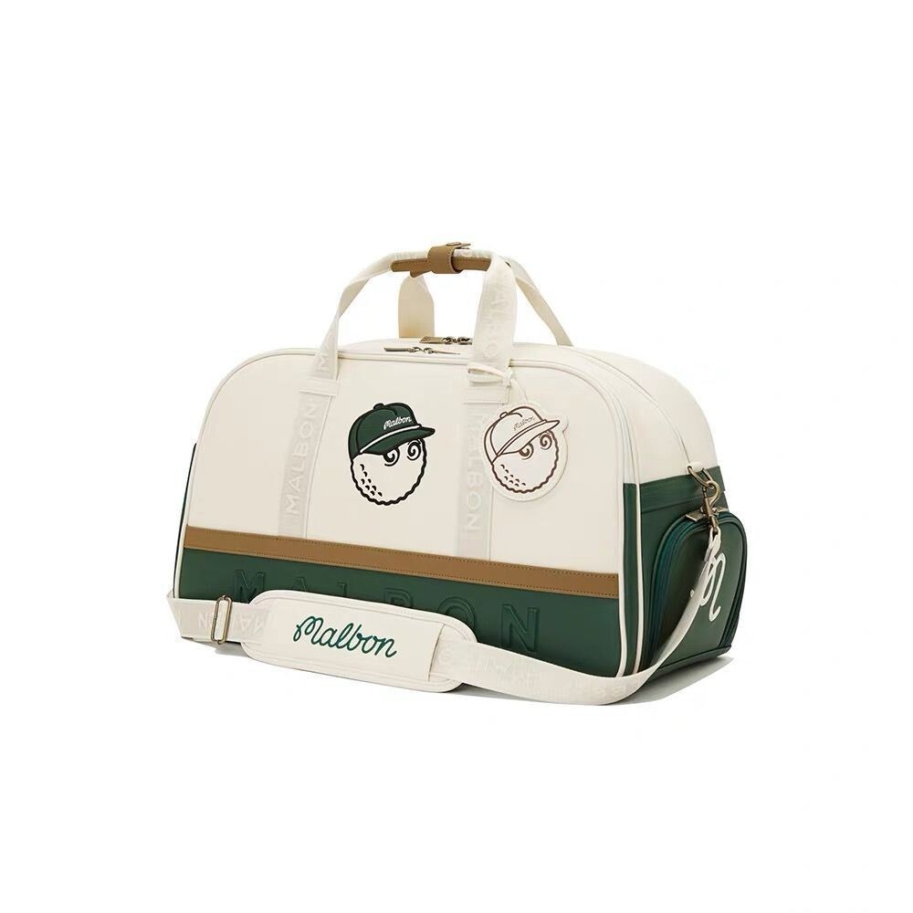 【MALBON GOLF】 M Light Boston Bag / 追跡付 Malbon Golf Boston Bag White Large Capacity Luxury PU