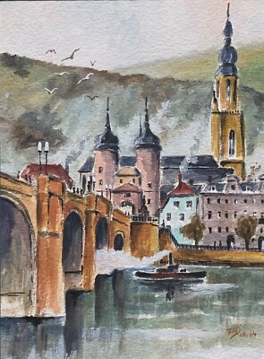 Horst Dumann Heidelberg am Neckar nach Motiv von H. Liska Mischtechnik