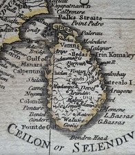 1782 ANTIQUE MAP CEYLON by THOMAS KITCHEN MATTED & MOUNTED - A RARE PART map