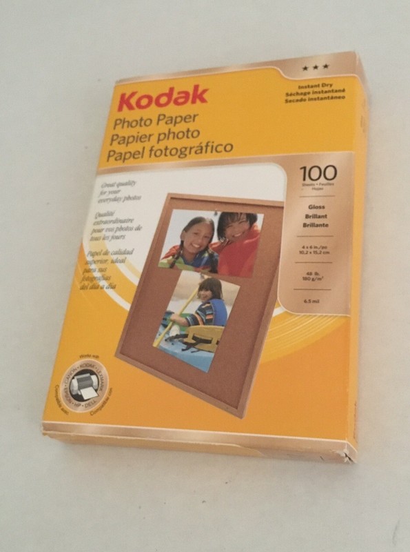 Kodak - Instant Dry 4" x 6" Gloss Photo Paper 1742717- 100 Sheet Box -Open 
